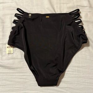 NWT Victoria’s Secret PINK High Waist Black Swim Bikini Bottom Large